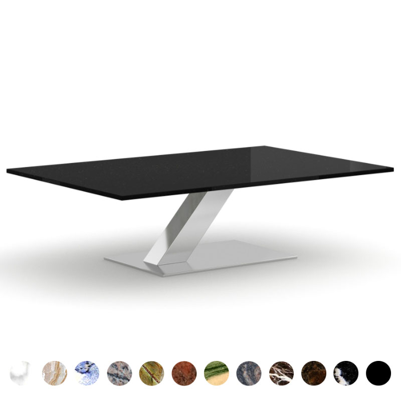 Deluxe Esstisch Naturstein Black Royal und diagonaler Mittelsäule Vancouver