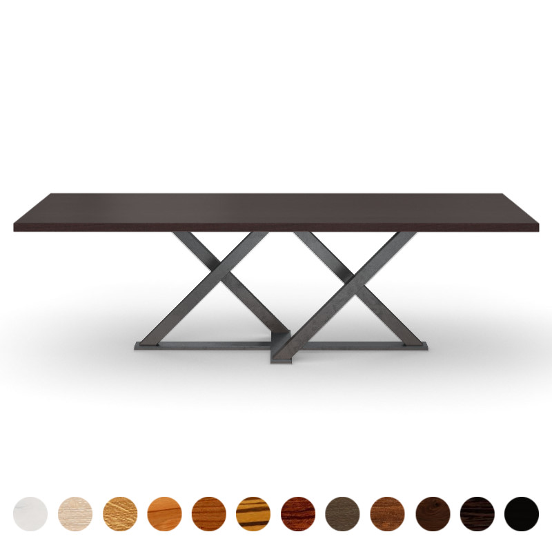 Esstisch massive Holzplatte Wenge und X-Gestell Castello Branco