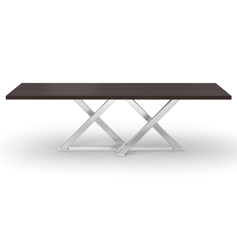 Luxus Esstisch mit massiver Holzplatte Wenge und X-Metallgestell Castello Branco