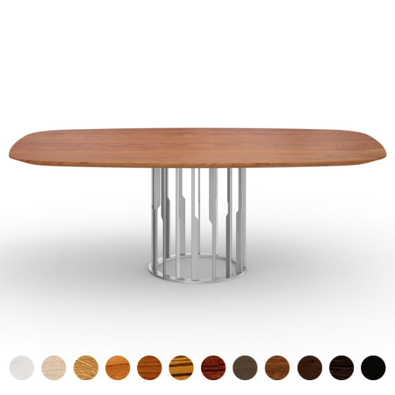 Esstisch mit massiver Holzplatte Kirsche-amerikanisch und Mittelsäule Dijon