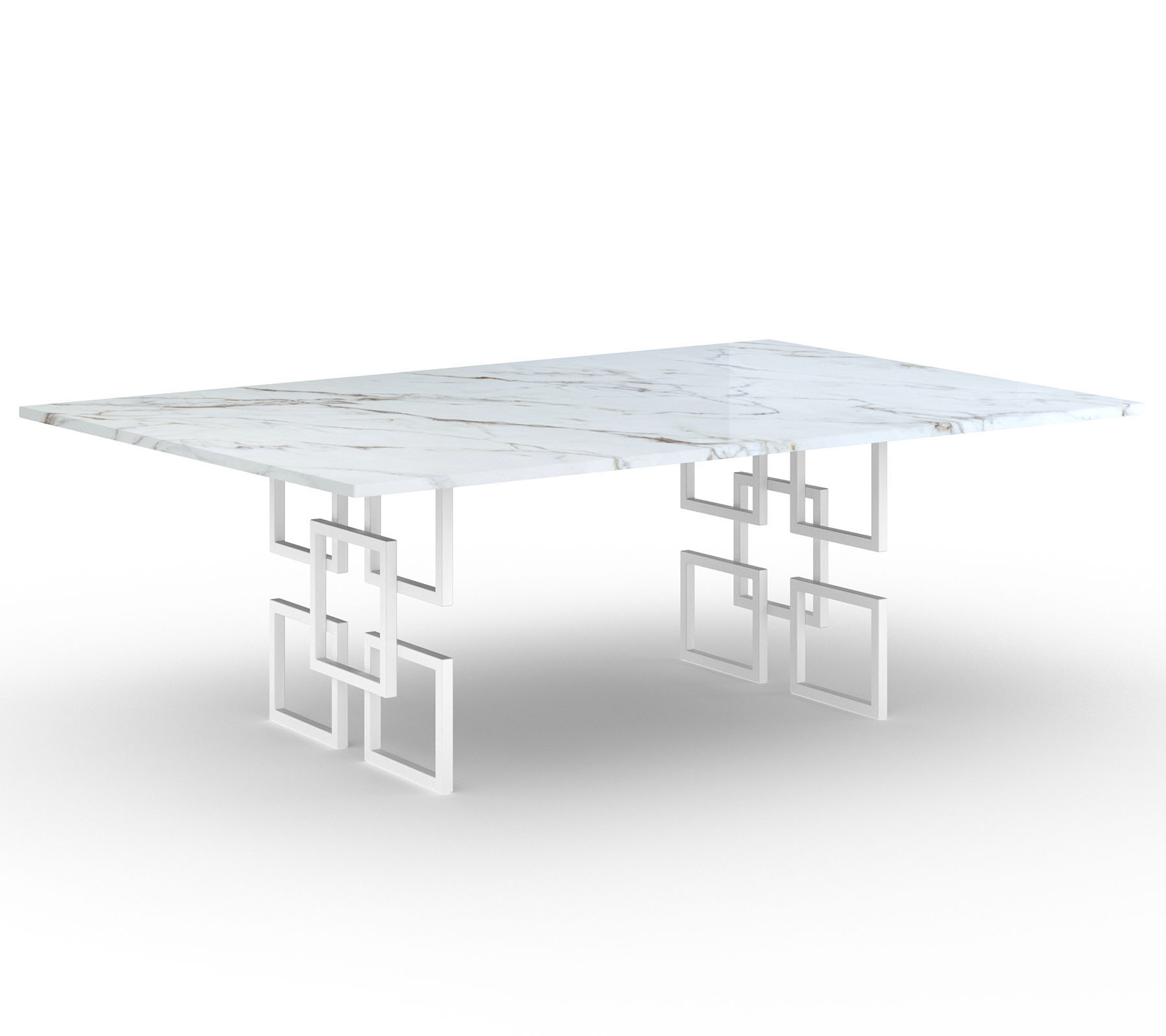 Exklusiver Wangentisch Marmor Granit Calacatta Brazil Tischplatte nach Maß Retro Untergestell Parma