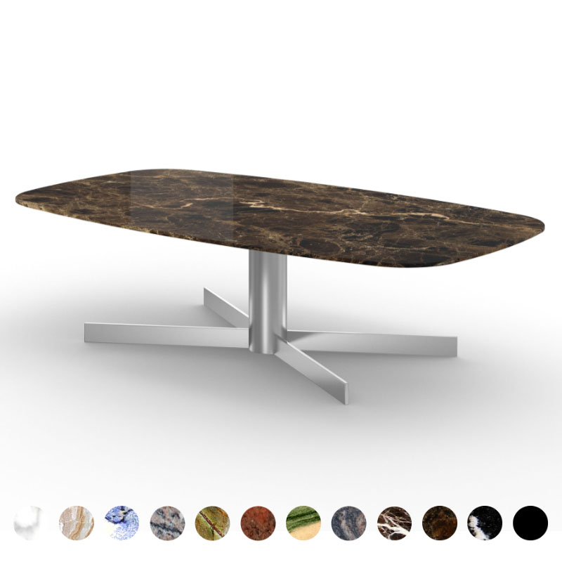 Hochwertiger Esstisch Marmor Stein Emperador Dark mit Metall Mittelfuß Wexford