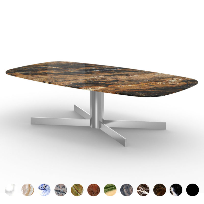 Hochwertiger Esstisch Marmor Stein Magma Gold mit Metall Mittelfuß Wexford