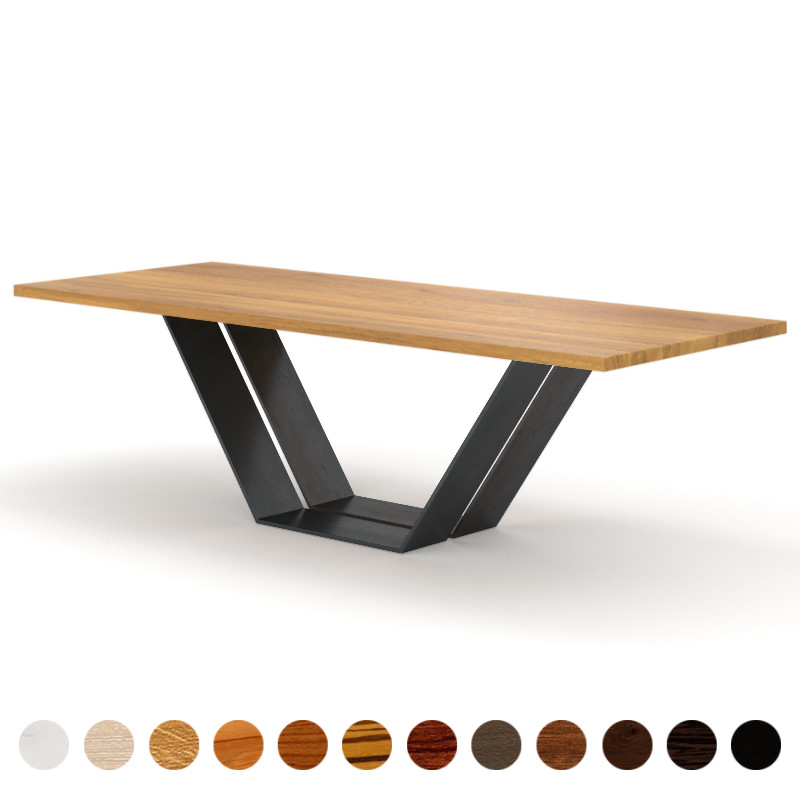 Luxus Esstisch Massivholz Eiche mit V-Gestell Valencia