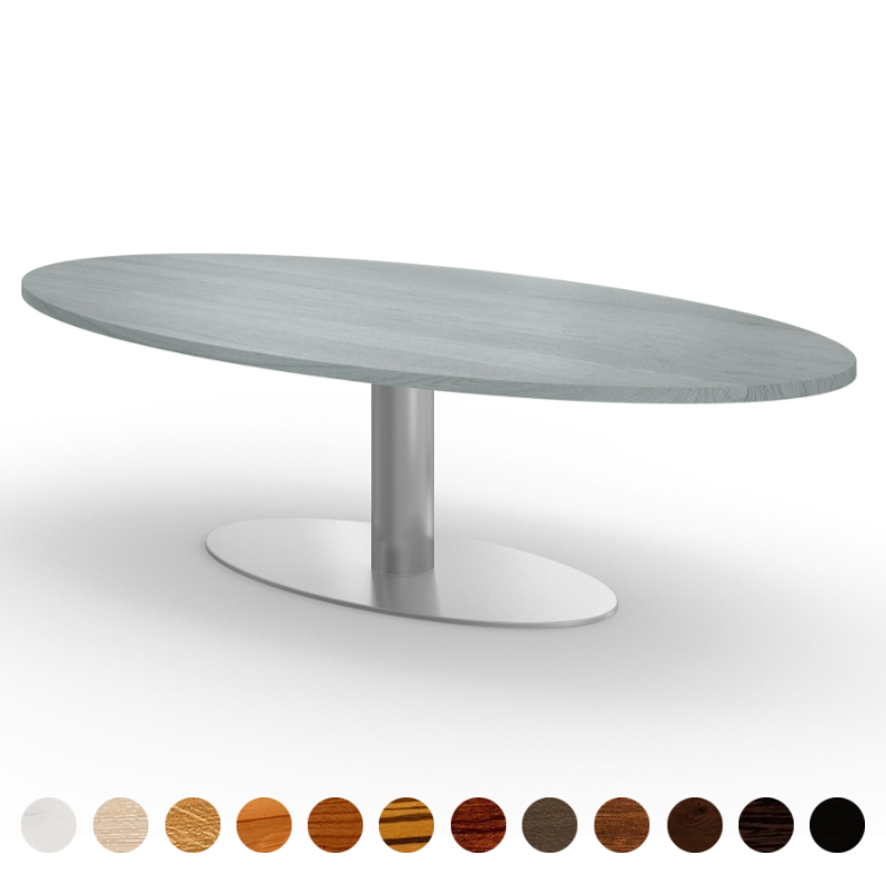 Premium Esstisch Massivholz Eiche-grau oval/rund mit Mittelfuß Verona