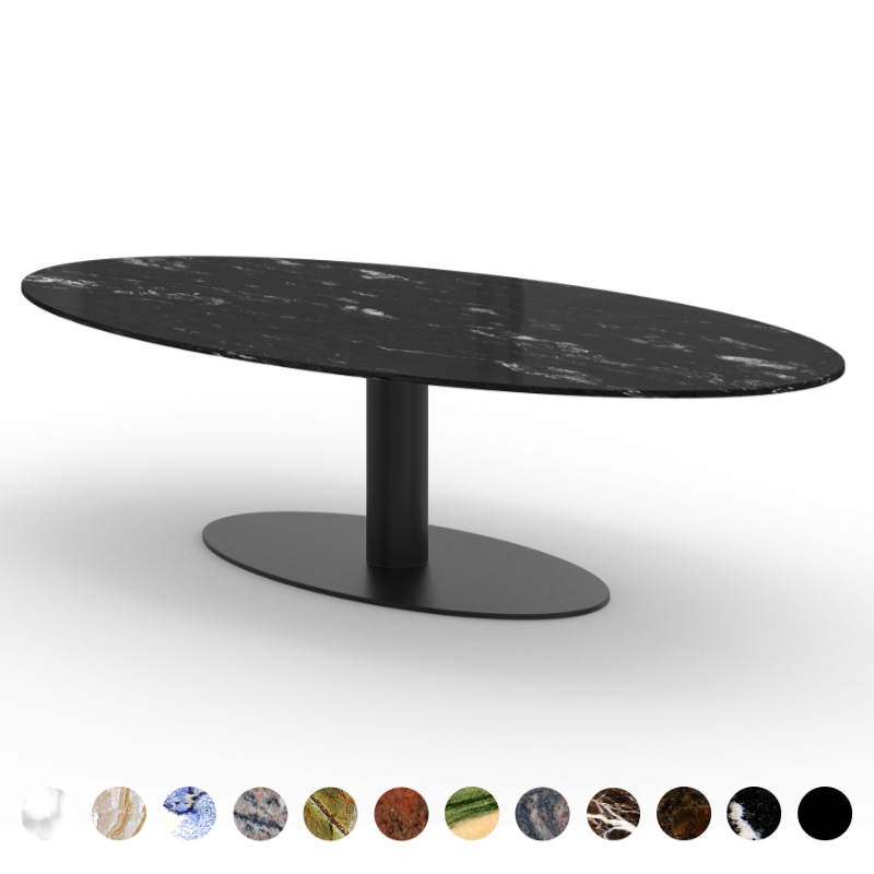 Premium Säulentisch Marmor Naturstein Via Lattea mit Mittelfuß aus Metall Verona