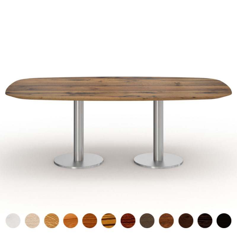 Moderner Esstisch Massivholz Eiche-Altholz mit Tischsäulen Corona