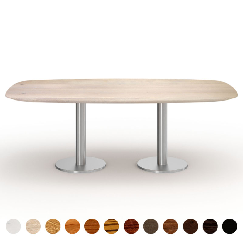 Moderner Esstisch Massivholz Eiche-gekälkt mit Tischsäulen Corona