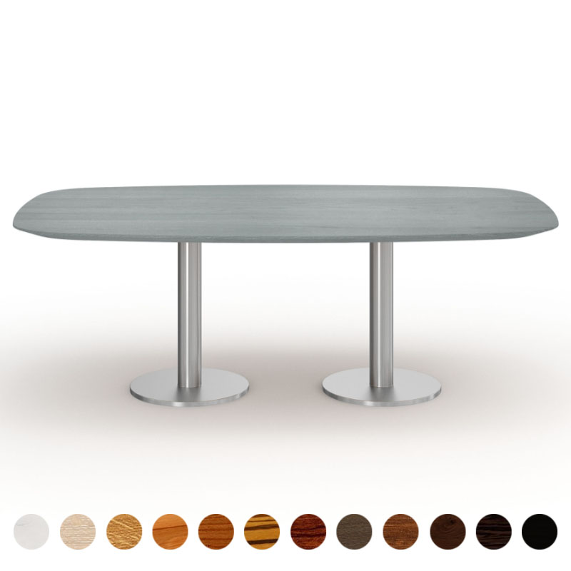 Moderner Esstisch Massivholz Eiche-grau mit Tischsäulen Corona