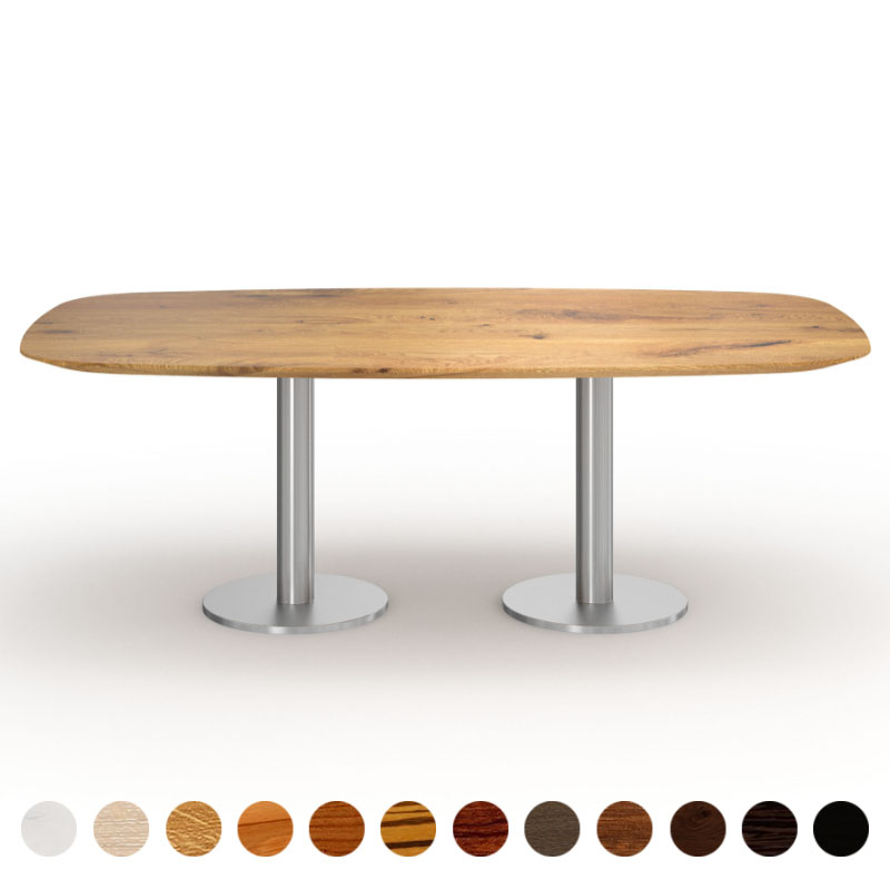 Moderner Esstisch Massivholz Wildeiche mit Tischsäulen Corona