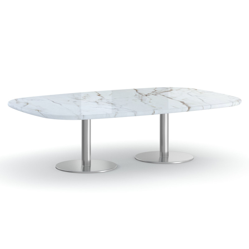 Premium Esstisch Granit Marmor Calacatta Brazil mit Mittelsäulen nach Maß Corona