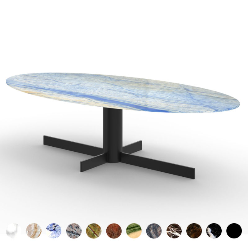 Designertisch Naturstein Azul Macaubas Metallgestell Villach