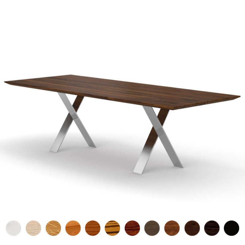 Esstisch Massivholz Nussbaum-amerikanisch nach Maß mit X-Gestell Phoenix