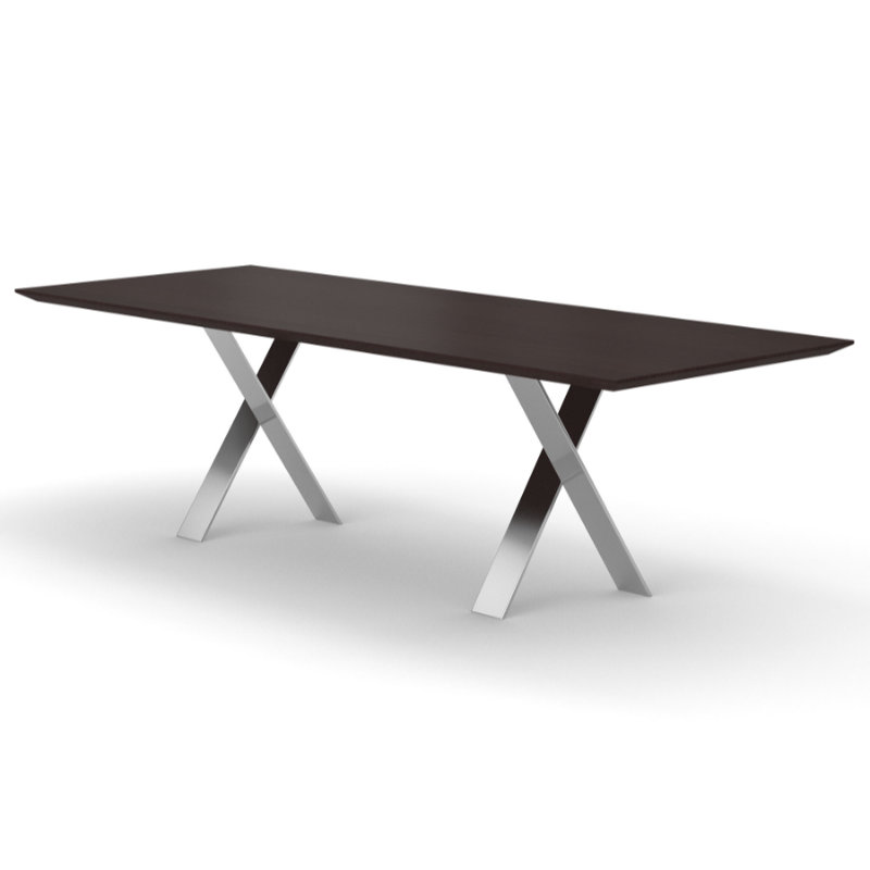 Premium Designertisch mit Holzplatte Wenge und X-Gestell Metall Phoenix