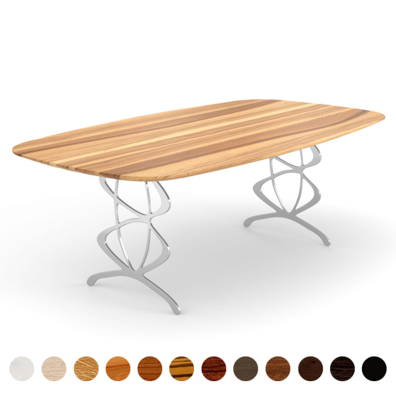 Exklusiver Designer Esstisch Edelstahl Massivholz Kernesche Oviedo