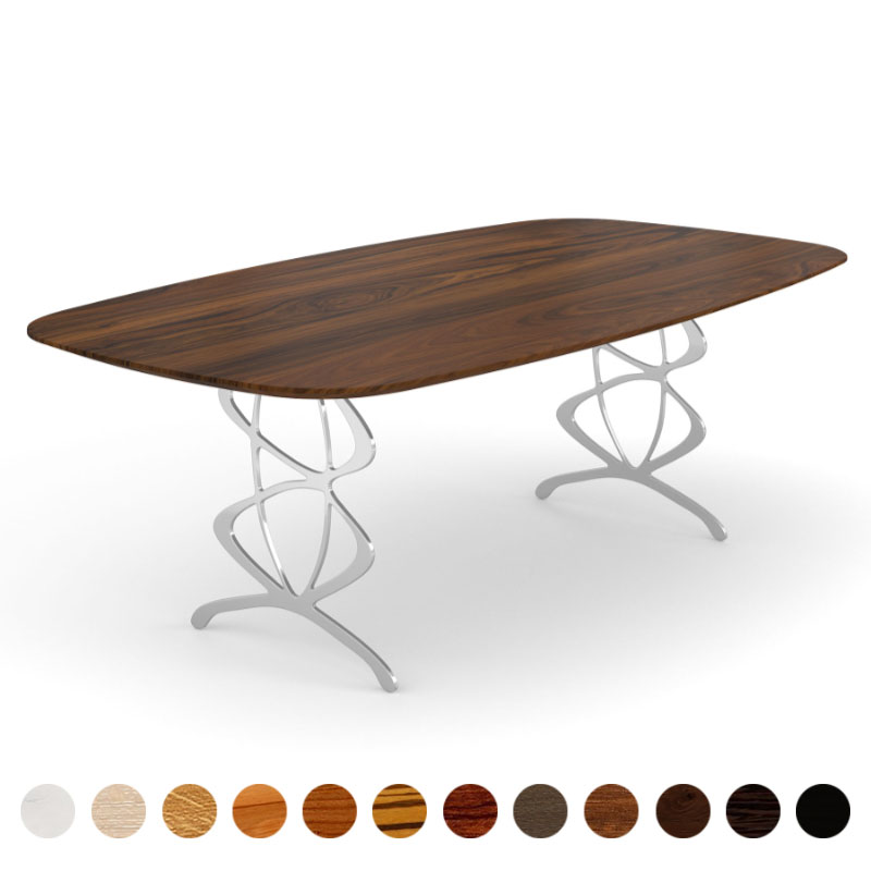 Exklusiver Designer Esstisch Edelstahl Massivholz Nussbaum-amerikanisch Oviedo
