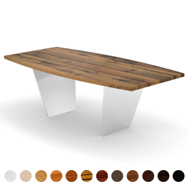 Esstisch premium mit Metallwangen und Massivholzplatte Eiche-Altholz Calais