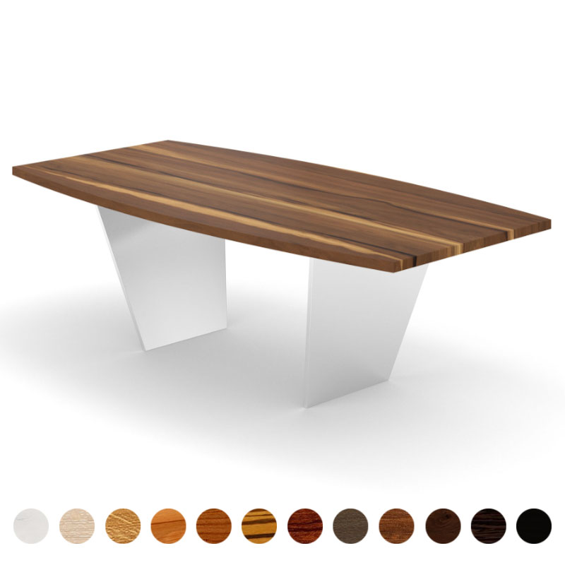 Esstisch premium mit Metallwangen und Massivholzplatte Nussbaum-satin Calais