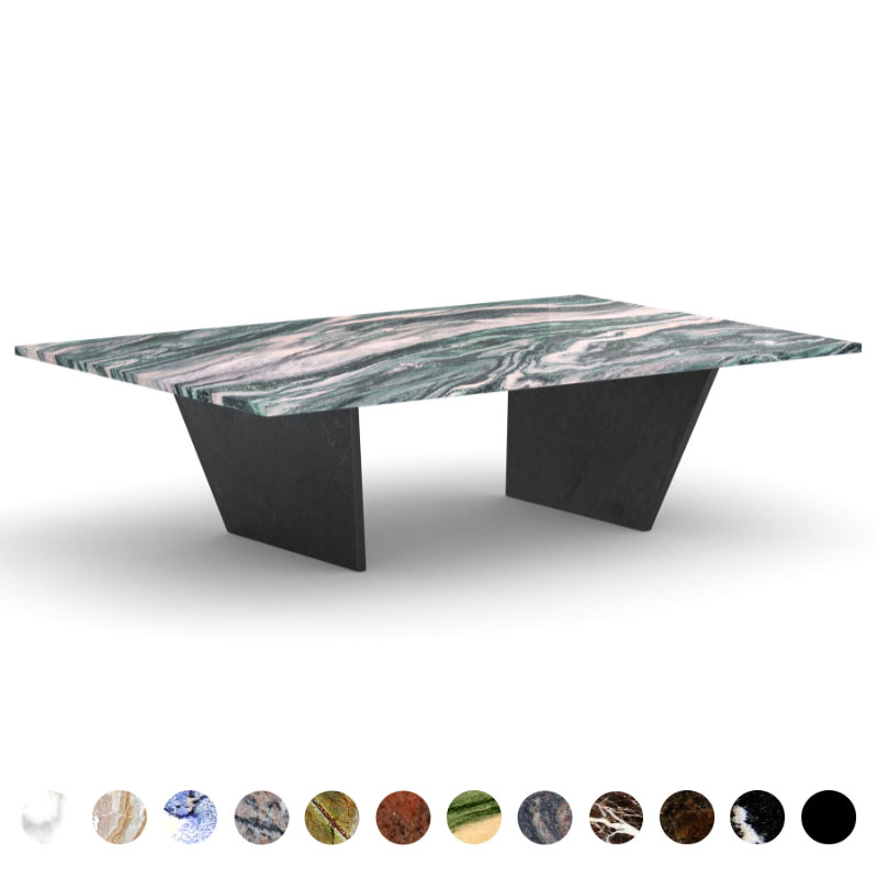 Marmortisch Deluxe Granit Stein Atlantis Metallwangen nach Maß Calais