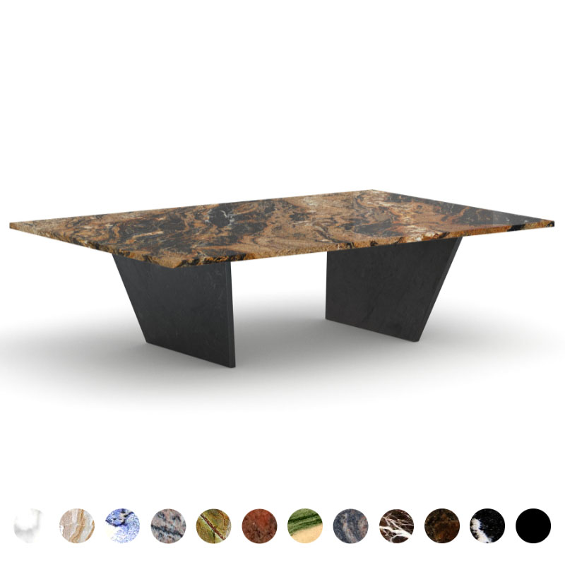 Marmortisch Deluxe Granit Stein Magma Gold Metallwangen nach Maß Calais