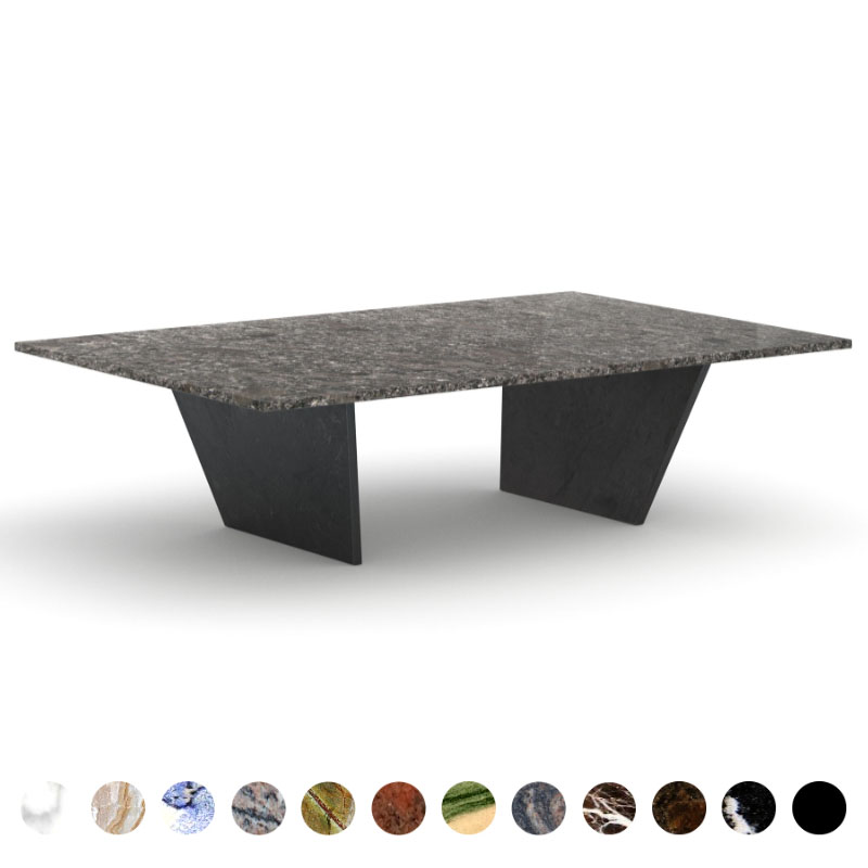 Marmortisch Deluxe Granit Stein Steel Gray Metallwangen nach Maß Calais