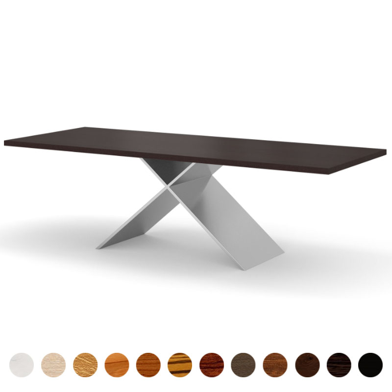 Esstisch nach Maß aus Massivholz Wenge mit X-Gestell Lillehammer