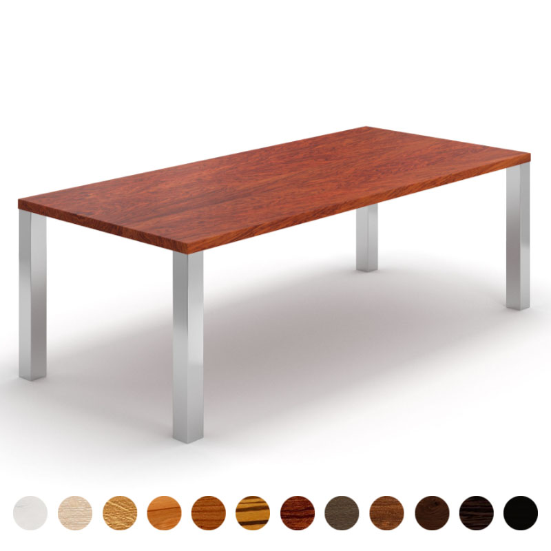 Massivholz Tisch nach Maß Bubinga mit Metallbeinen Philadelphia
