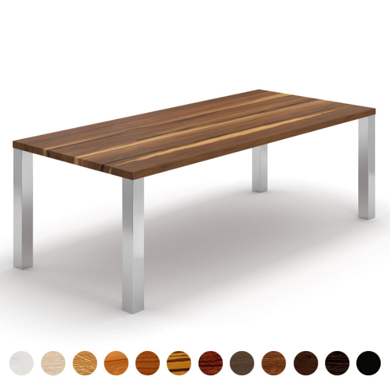 Massivholz Tisch nach Maß Nussbaum-satin mit Metallbeinen Philadelphia