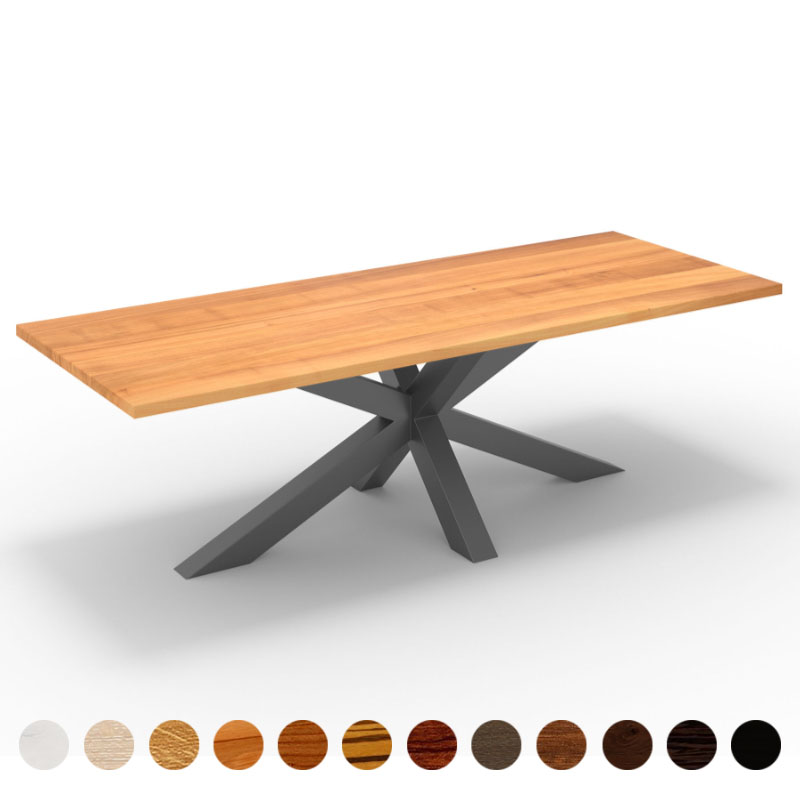 Premium Esstisch Massivholz Birnbaum mit Metall Mittelfuß Krakau