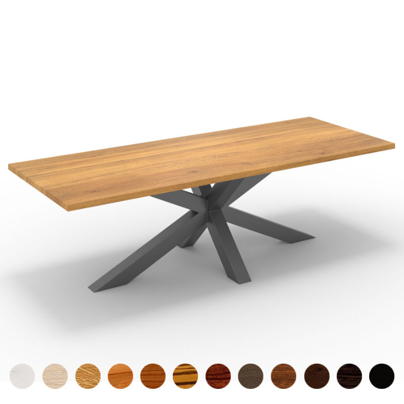 Moderner Esstisch Krakau aus massiver Eiche & Stahl – urban gestalten & nach Maß konfigurieren