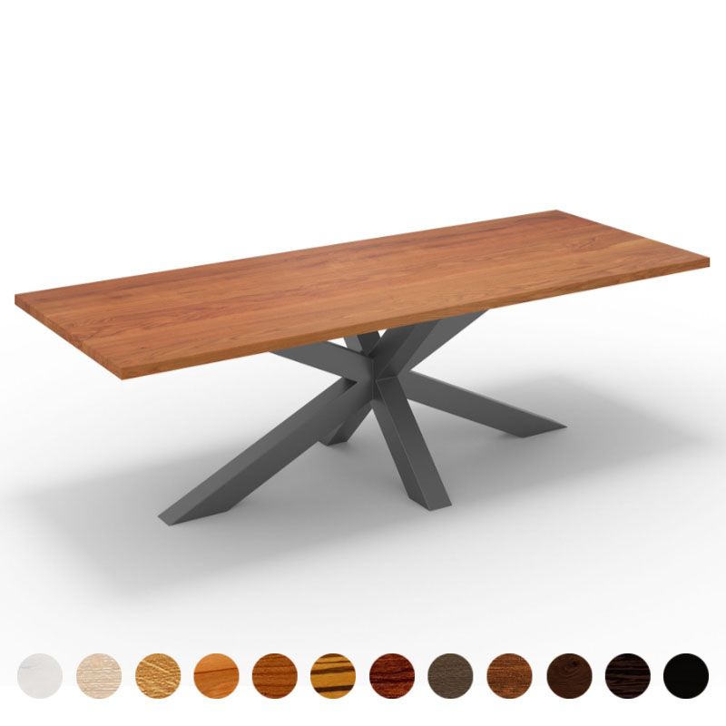 Premium Esstisch Massivholz Kirsche-amerikanisch mit Metall Mittelfuß Krakau