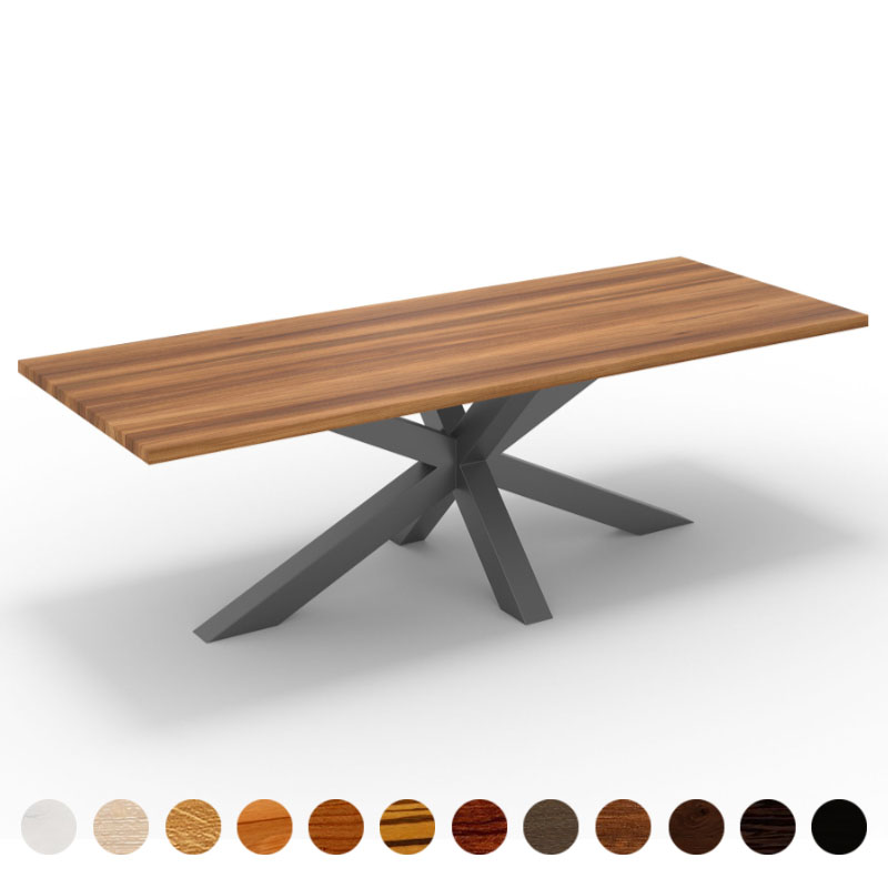 Premium Esstisch Massivholz Ulme mit Metall Mittelfuß Krakau