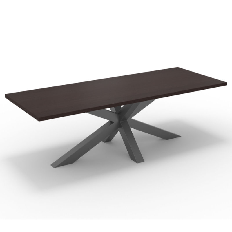 Premium Esstisch Massivholz Wenge mit Mittelfuß aus Metall Krakau