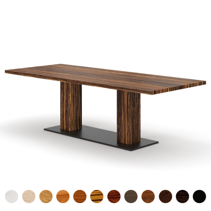 Hochwertiger Esstisch aus Massivholz Zebrano mit 2 Tischsäulen Mumbai