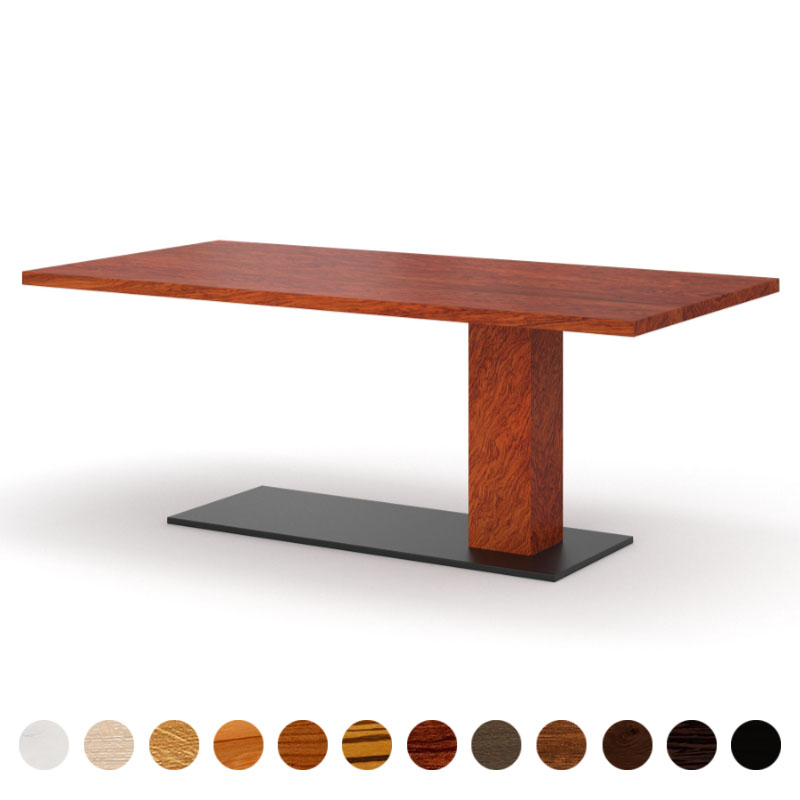 Exklusiver Esstisch Massivholz Bubinga konfigurieren mit Standfuß Taipeh