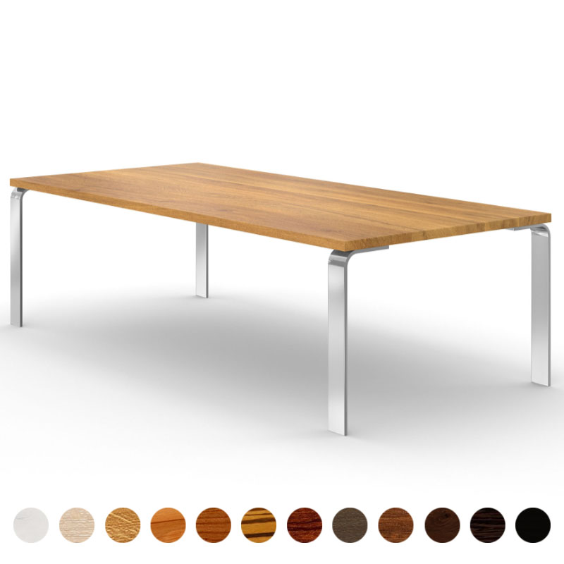 Design‐Säulentisch Madrid aus massiver Eiche & Stahl/Edelstahl – nach Maß gefertigt