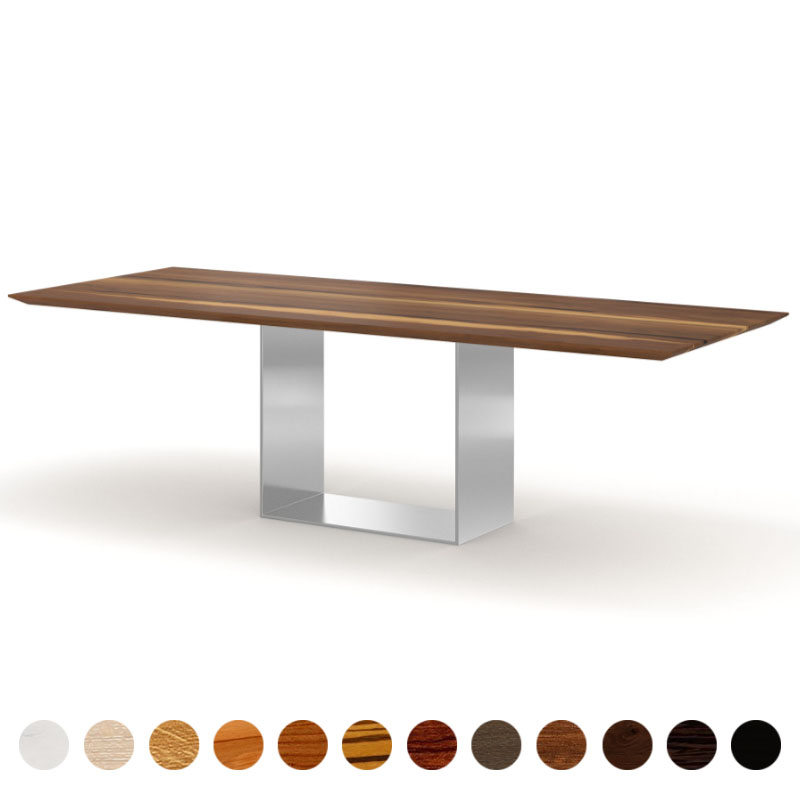 Exklusiver Designertisch Nussbaum-satin mit massiver Tischplatte Minsk