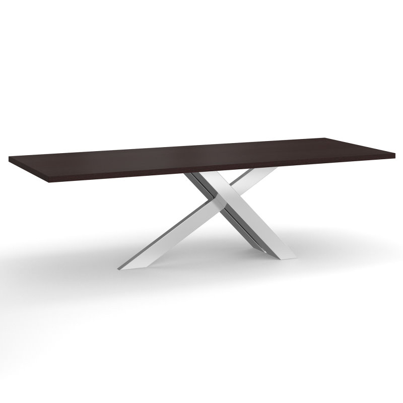 Premium Esstisch Wenge mit diagonalem Mittelfuß und Massivholz Tischplatte Neapel