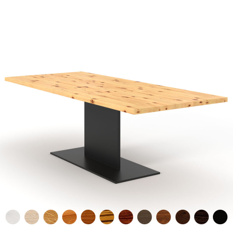Esstisch mit massiver Holzplatte Zirbe und Mittelsäule Rimini