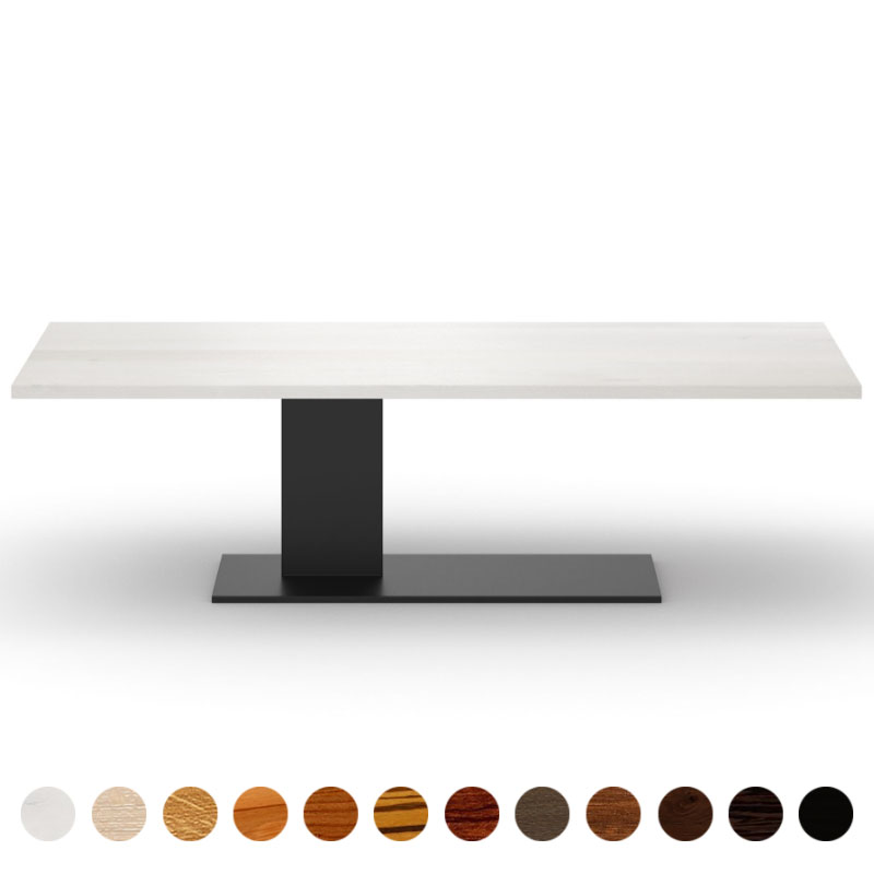 Deluxe Designertisch mit Tischplatte aus Massivholz Eiche-weiß Prato