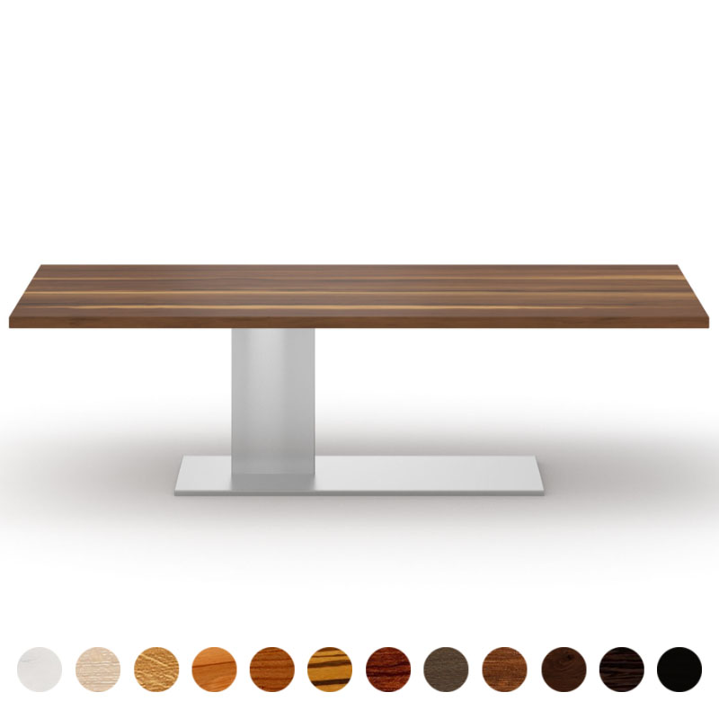Deluxe Designertisch mit Tischplatte aus Massivholz Nussbaum-satin Prato