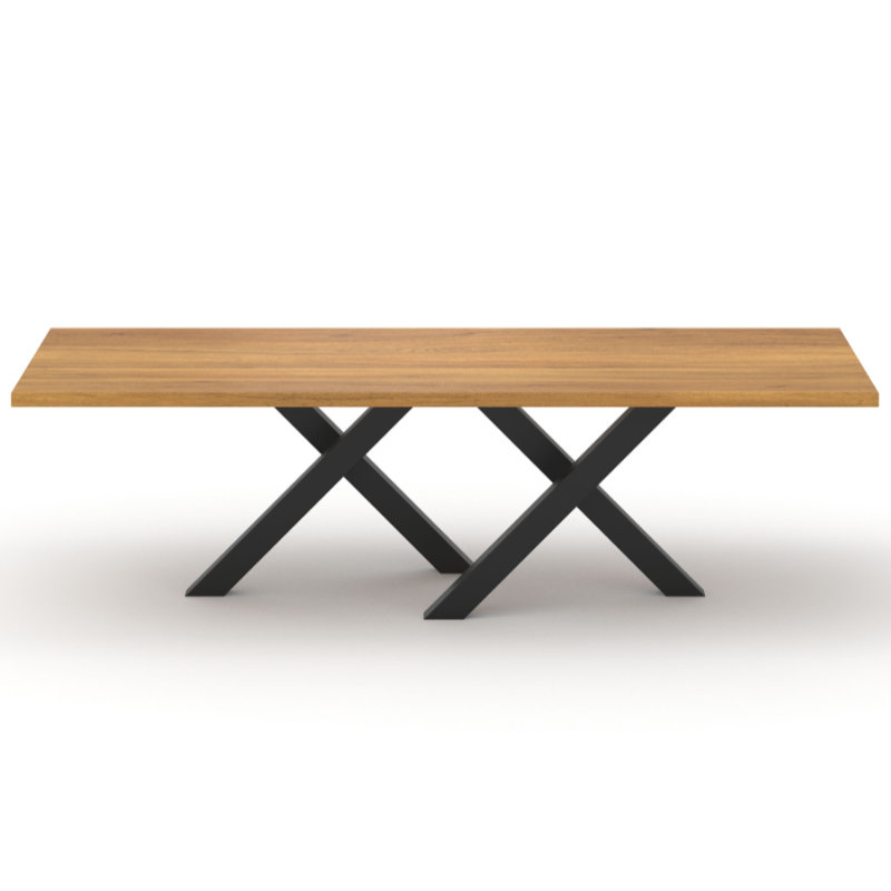Exklusiver Esstisch aus Holz Eiche und Metall X-Gestell Novara