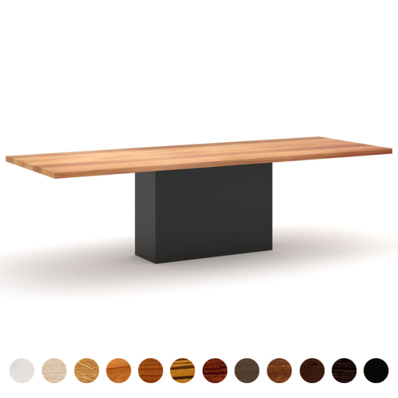 Esstisch massiv Elsbeere mit Mittelsäule aus Metall Catania