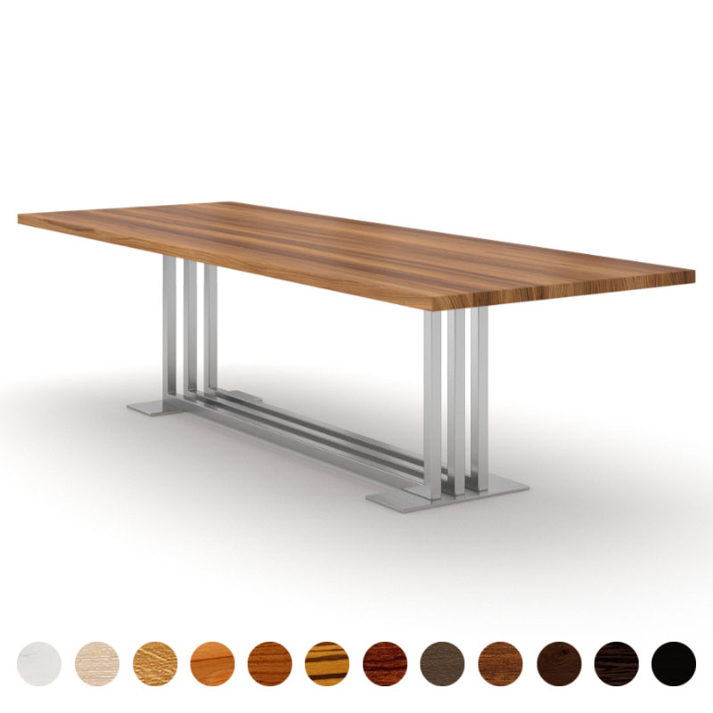 Hochwertiger Esstisch nach Maß Massivholz Ulme und Metallgestell Vittoria