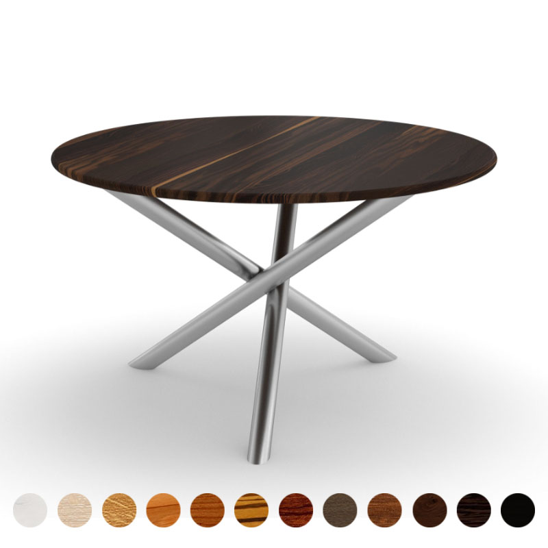 Runder Esstisch nach Maß mit Massivholz Oak-smoked Tischplatte Sevilla