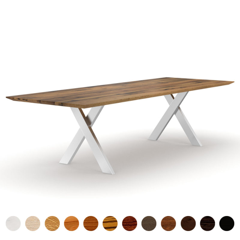 Esstisch Deluxe mit Naturholz Eiche-Altholz Tischplatte Ravenna