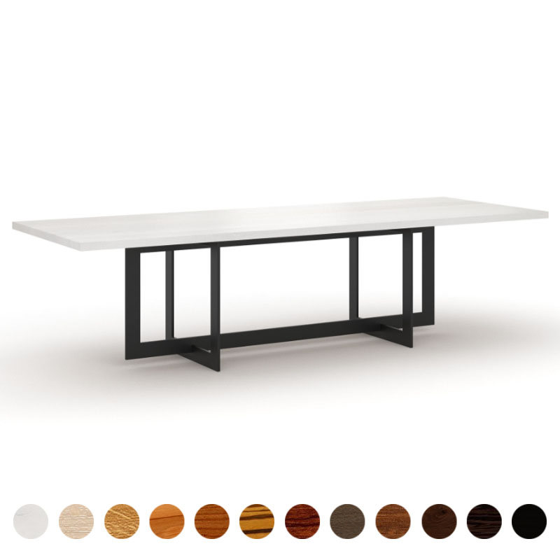 Exklusiver Esstisch Massivholz Eiche-weiß mit Metallgestell Lissa