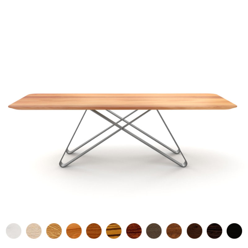 Esstisch mit Massivholzplatte Elsbeere und Metallgestell Dehli