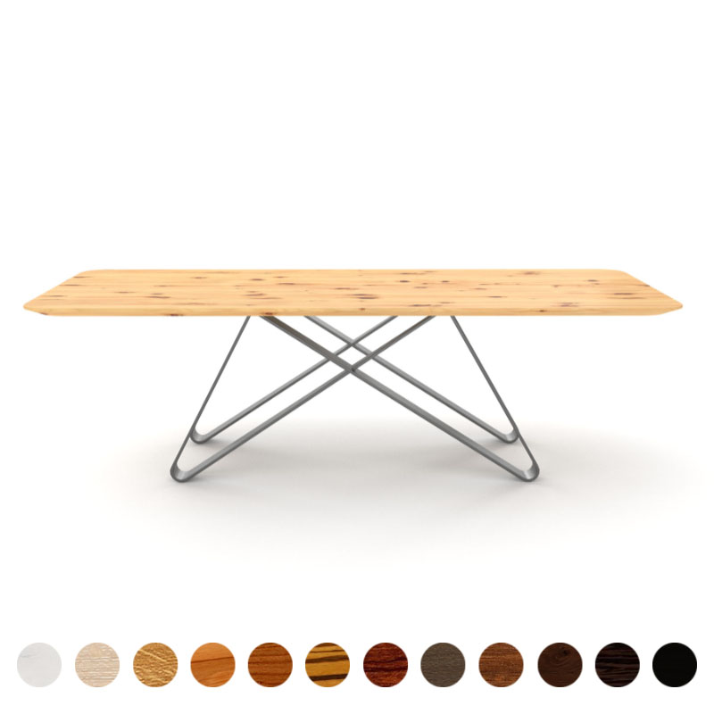 Esstisch mit Massivholzplatte Zirbe und Metallgestell Dehli