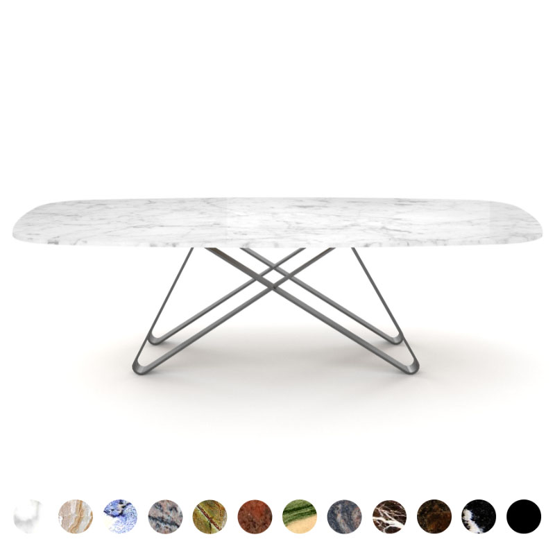 Esstisch premium Steinplatte Carrara Marmor und Metallgestell Dehli